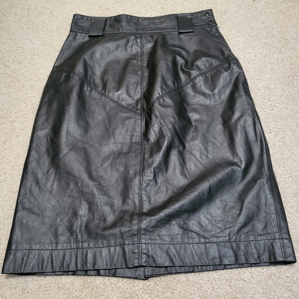 CJ Todd Leather Skirt Black Size 12